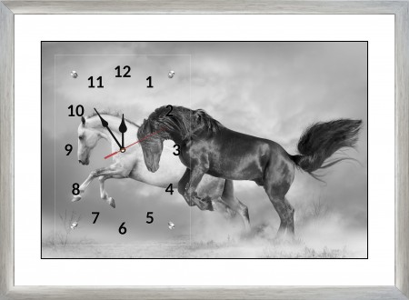 Часы-картина с паспарту в серебрянном багете 50х70 CAS(37)